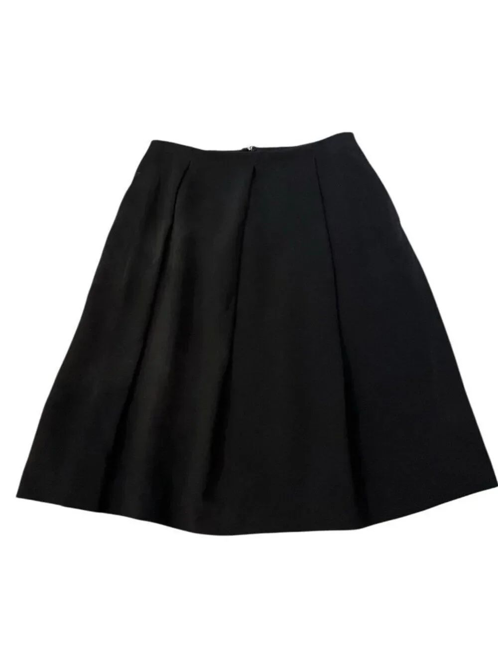 MaxMara Size 2 Black Pleated A Line Skirt Business Lined Knee Length Poland